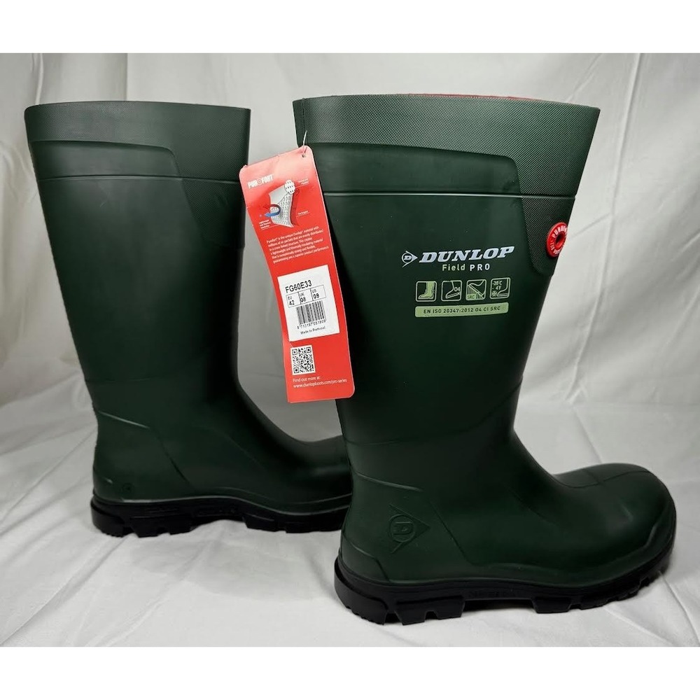 Dunlop Protective Footwear Fieldpro Green/Black Fg60e33 Size 9 - Nwt